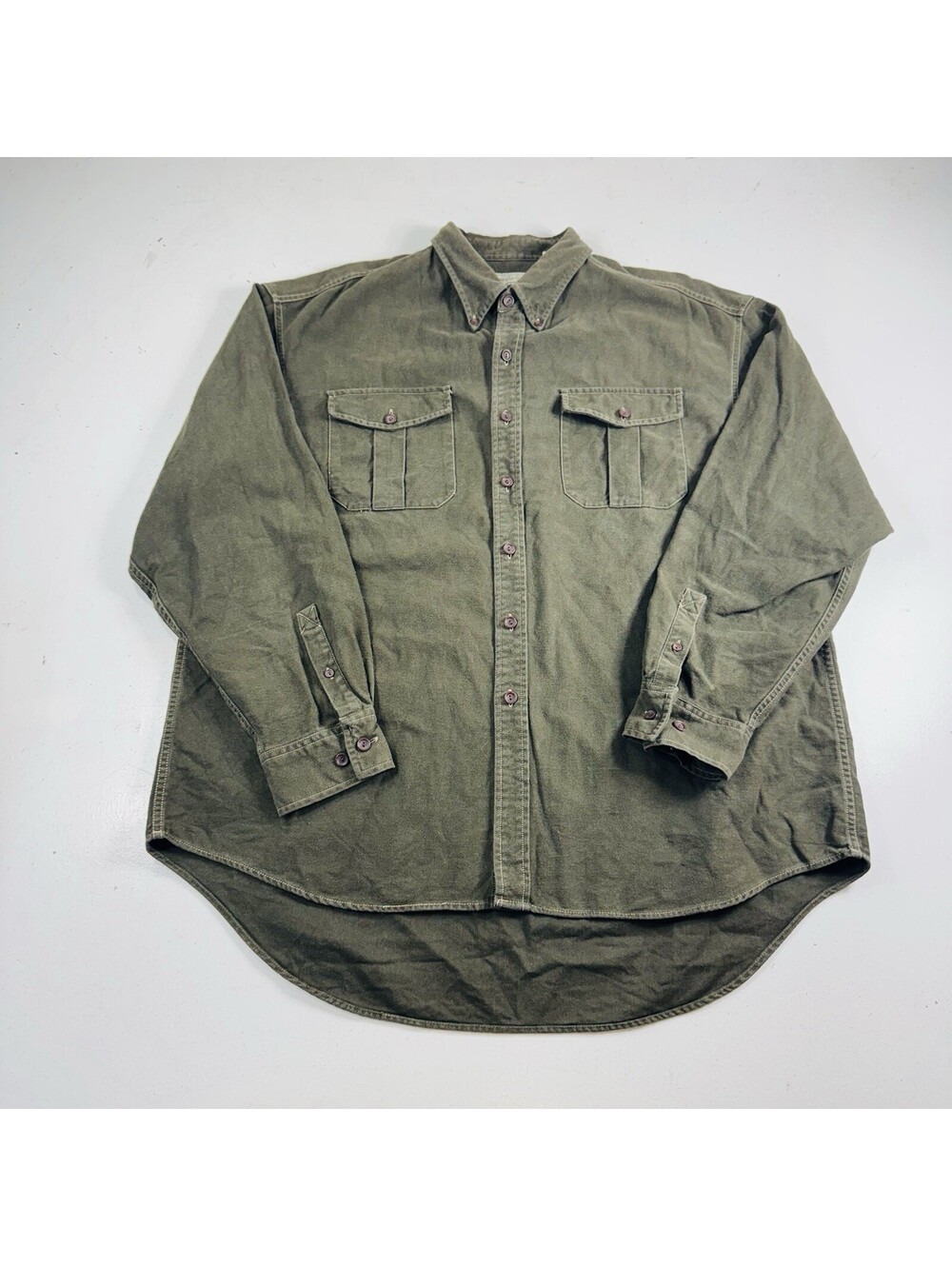 GAP Vintage Flannel Shirt Olive Green 2 Pocket 100% Cotton Men’s Size XL